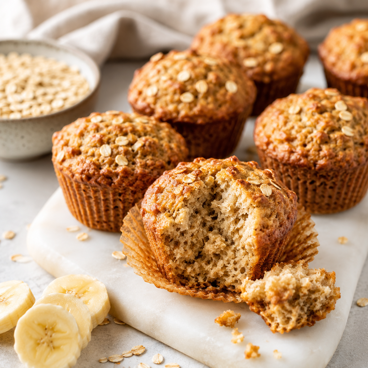 Eiwitrijke bananenmuffins met Protein Oatmeal